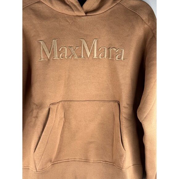 'S Max Mara Dandy Embroidered Logo Hoodie Pullover Sweatshirt Brown Size S NWT - Picture 6 of 14